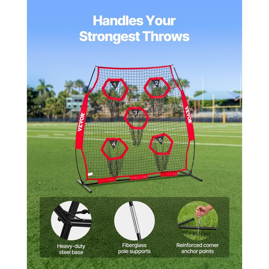 VEVOR Throwing Football Net – 6 X 6 Ft, Five Pockets