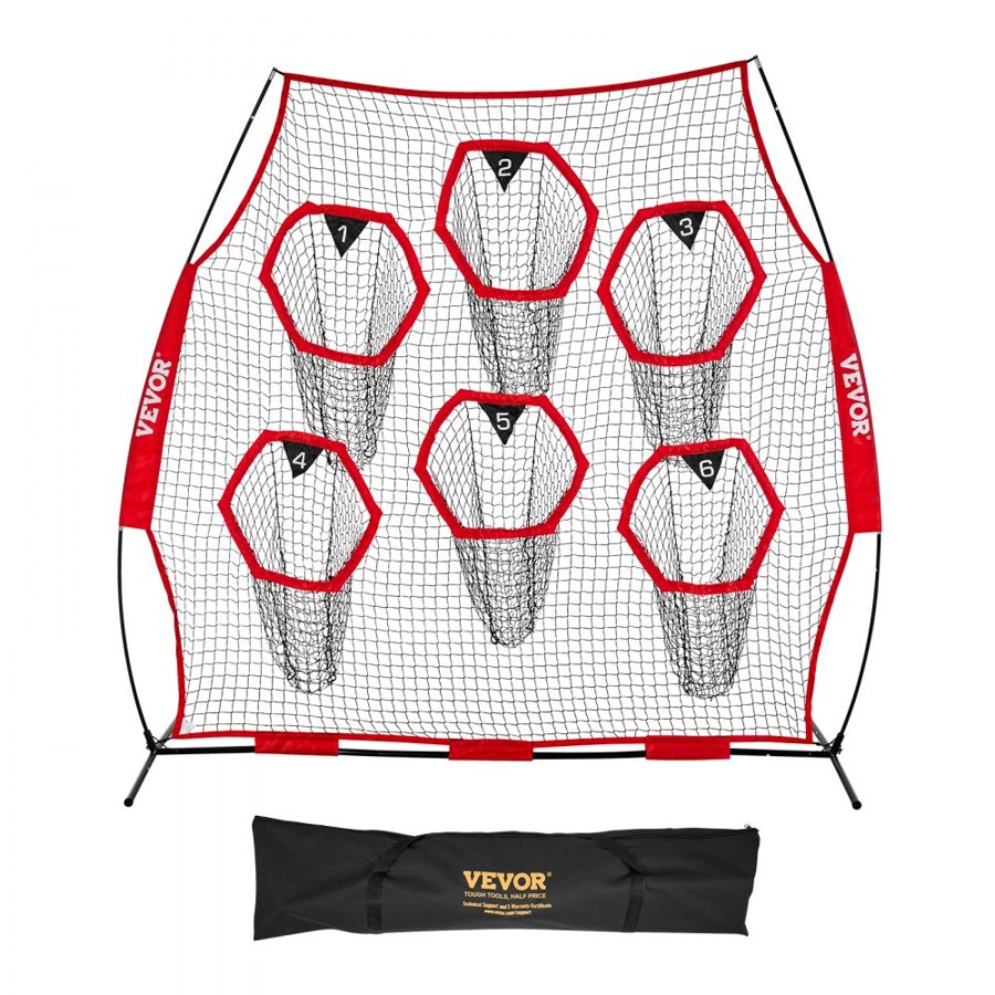VEVOR Football Throwing Net – 8x8 ft QB Trainer, 6 Pockets