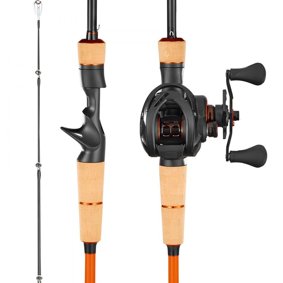 VEVOR Bass Fishing Rod and Reel Combo – IM7, 6+1 BB, 7.0:1