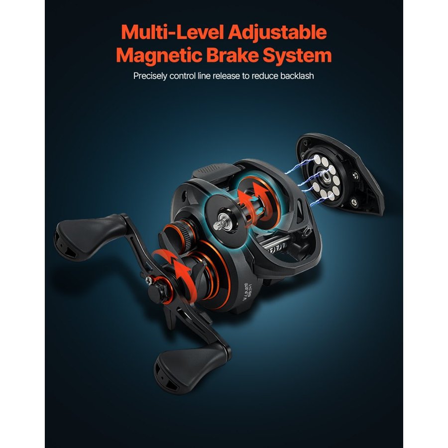 VEVOR Baitcaster Rod and Reel Combo – IM7 Carbon, 7+1 BB