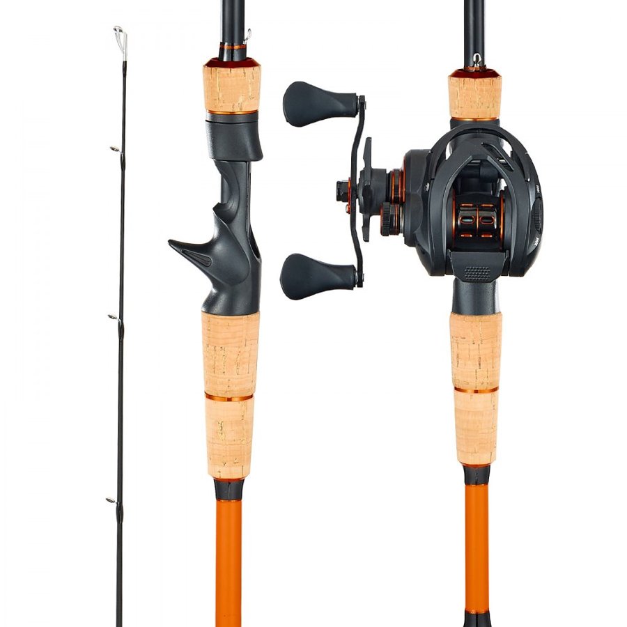 VEVOR Rod and Fishing Reel Combo, IM7 Carbon Fiber Baitcasting Rod and Reel Combo, Bass Fishing Pole with 7+1 BB System, 7.0:1 Gear Ratio, Cork Handle, Stainless Steel Guides with Ceramic Rings
