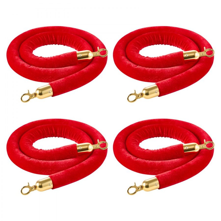 VEVOR Red Velvet Stanchion Ropes – 4 Pcs, 1.5m, 1.87 lbs