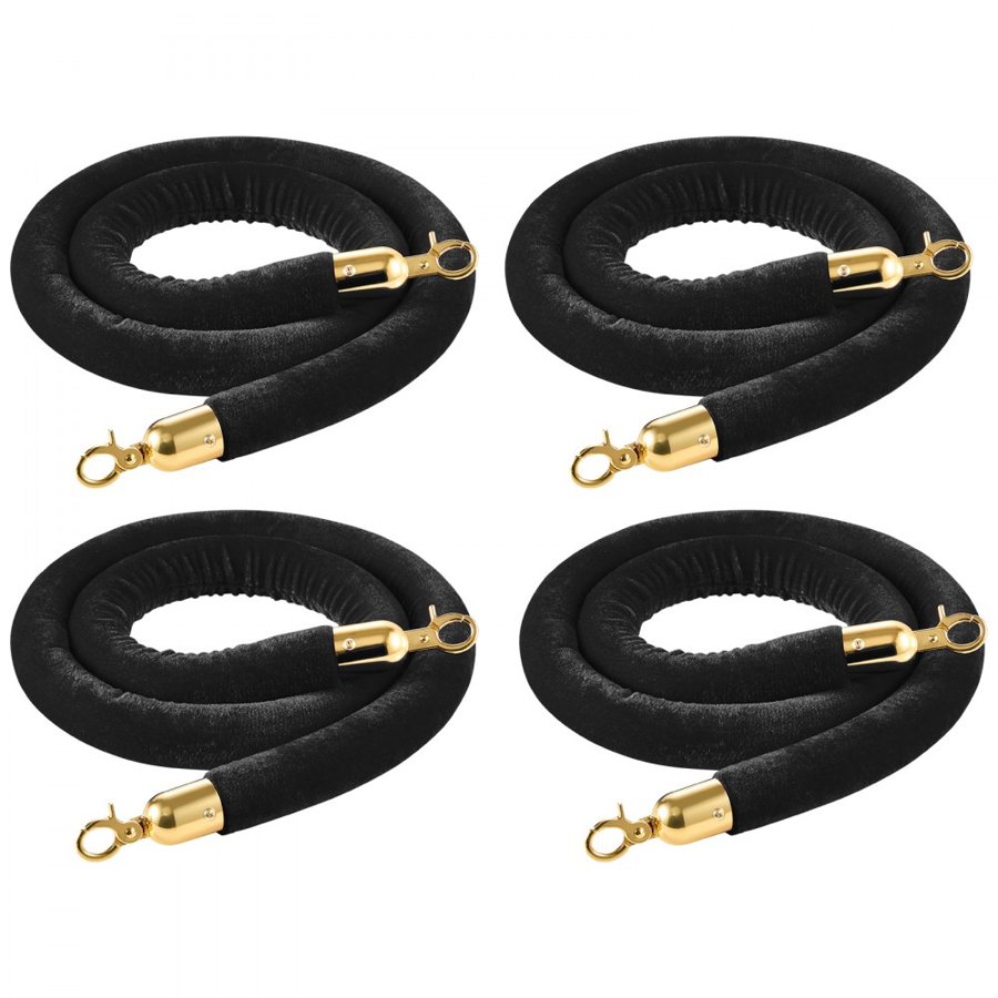 VEVOR Black Velvet Stanchion Ropes – 4 Pcs, 1.5m, 1.87 lbs
