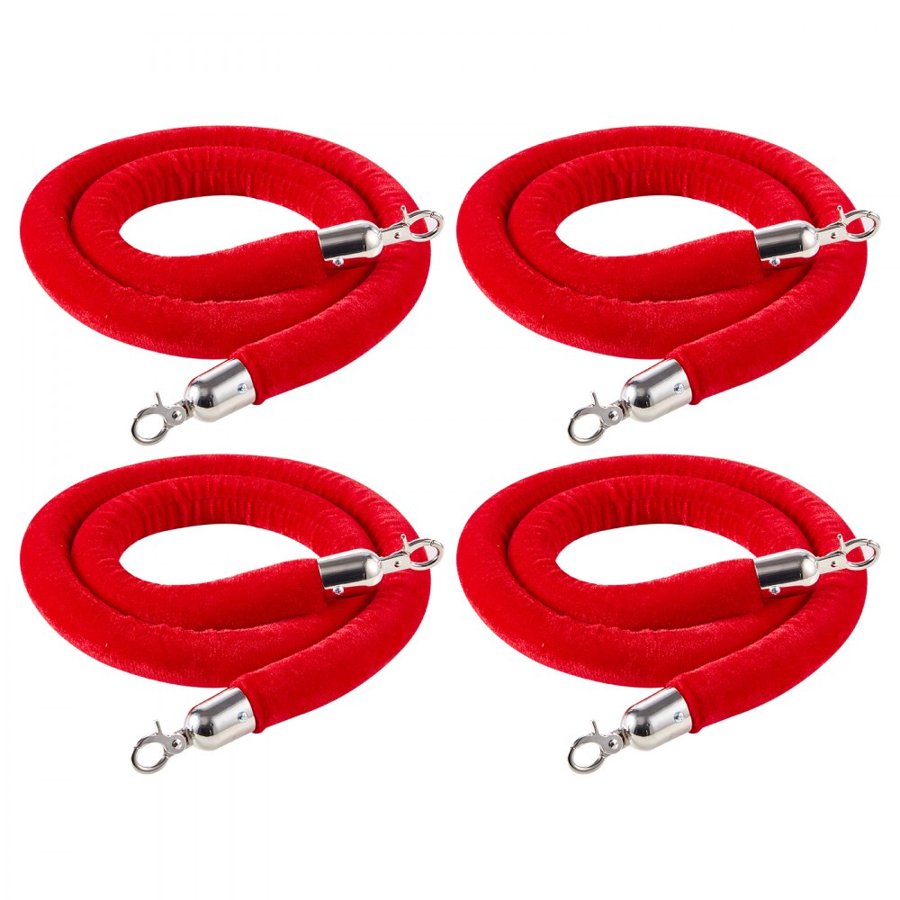 VEVOR Velvet Barrier Ropes – 4 Pcs, 1.5m, 1.87 lb