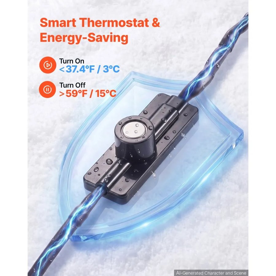 VEVOR 22.8m Heated Water Hose for RV 43℃ Anti Freeze Drinking Water Hose, 12.7 mm ID, Smooth Surface, with Leakage Protection GFCI, Built-in Thermostat, Freeze & Leak-Proof, Lead and BPA Free for RVs