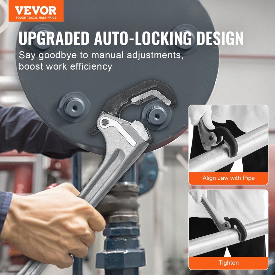 VEVOR 18 In Aluminum Pipe Wrench – 18", 3.5" Jaw, 60CRV