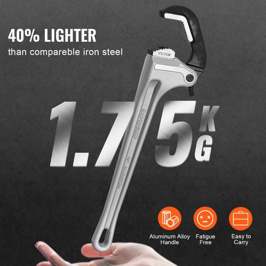 VEVOR 18 In Aluminum Pipe Wrench – 18", 3.5" Jaw, 60CRV