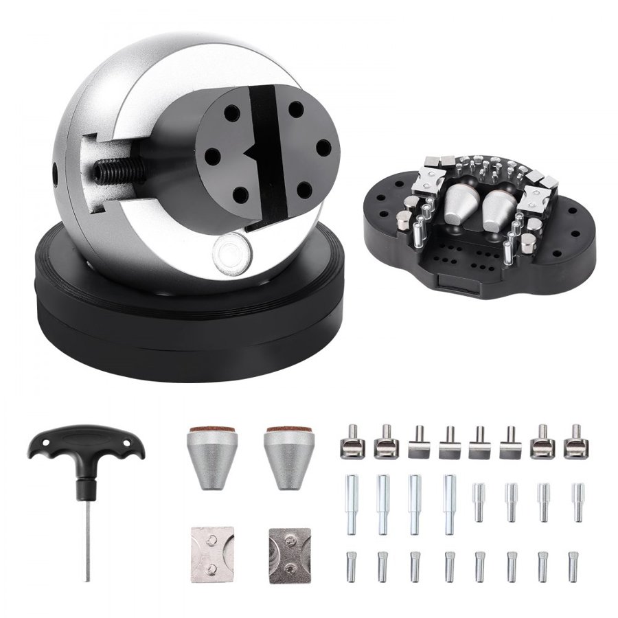 VEVOR Ball Vise, 5" Engraving Setting Tool, 360° Rotation Engraving Block Vise, 35 PCS Attachment Jewelry Engraving Block Tools Standard Block for Gemstone Inlay and Small-Scale Engraving