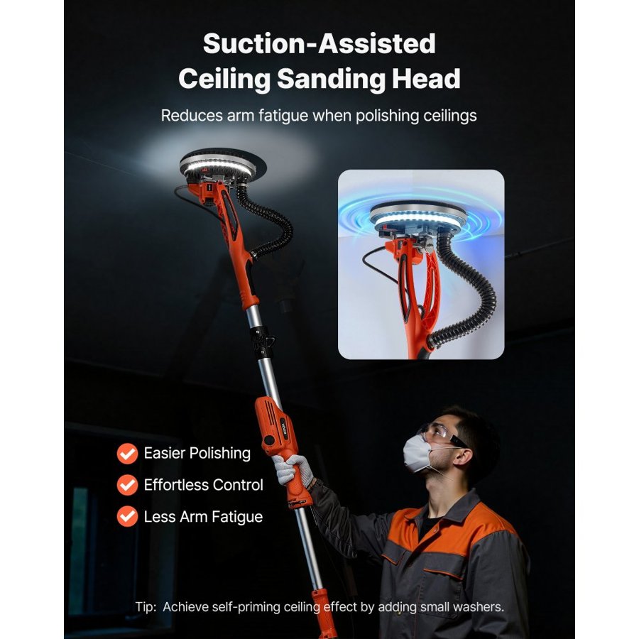 VEVOR Electric Drywall Hand Sander – 950W, 7-Speed, LED