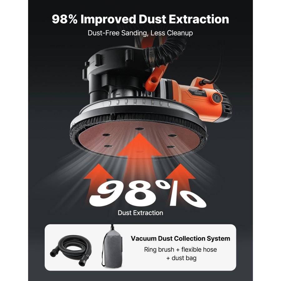 VEVOR Electric Drywall Sander with Vacuum – 1150W, 15 Discs