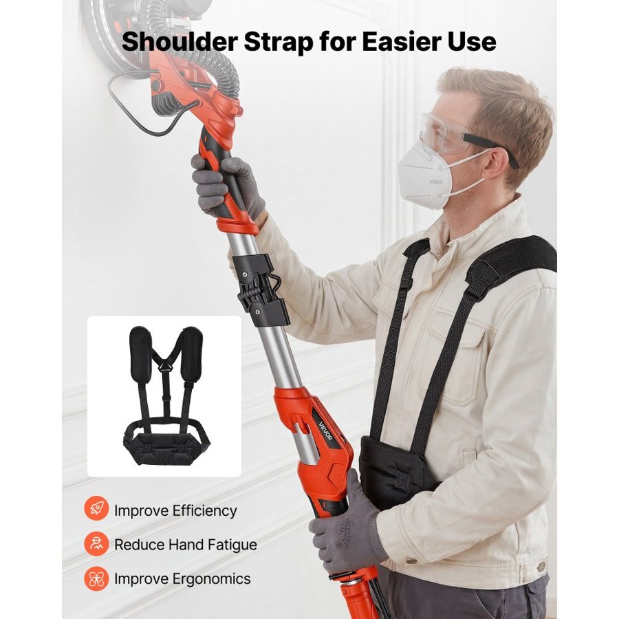 VEVOR Electric Drywall Sander with Vacuum – 1150W, 15 Discs