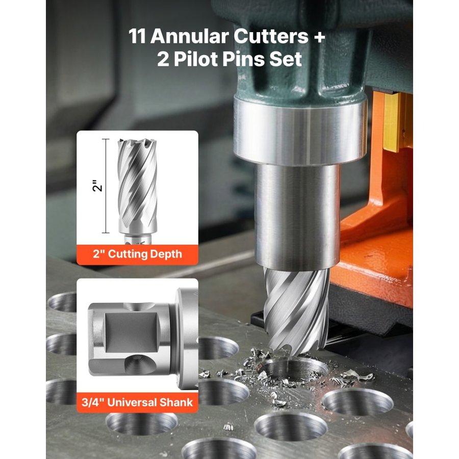 VEVOR Annular Drill Bit Set – 13 Pcs, 7/16"-1-1/16", HSS