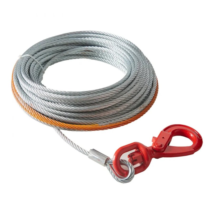 VEVOR Galvanized Steel Winch Cable, 9.5 mm x 30.5 m 6895 kg Breaking Strength, Wire Winch Rope with Swivel Hook, Towing Cable Heavy Duty, Universal Fit for SUV, Large Off-Road Vehicle, Truck