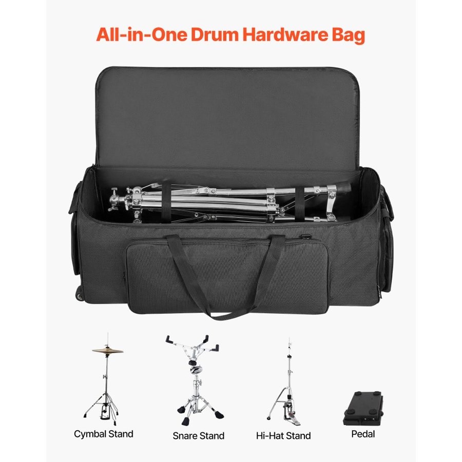 VEVOR Drum Hardware Bag with Wheels – 1680D, Multi-Pocket