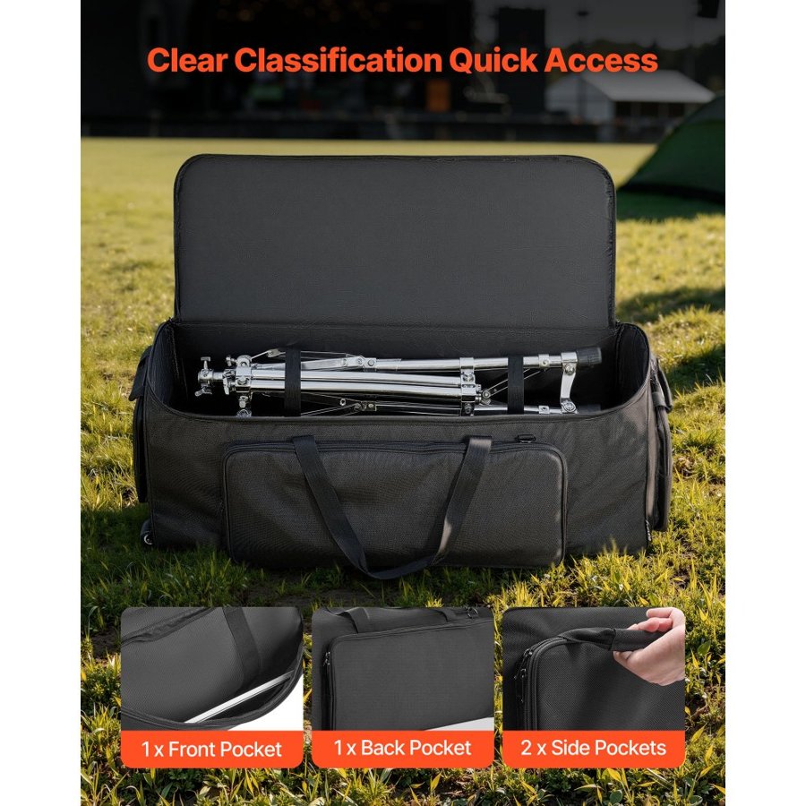 VEVOR Drum Hardware Bag with Wheels – 1680D, Multi-Pocket