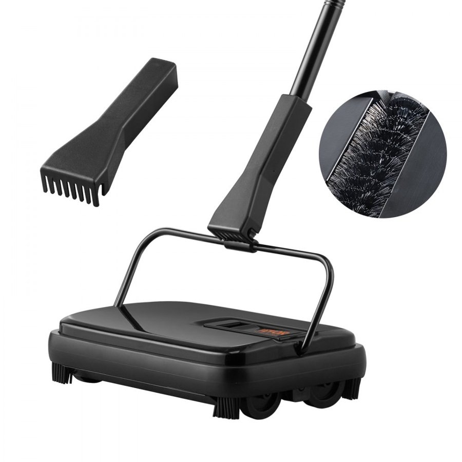 VEVOR Carpet Sweeper, 20 cm Sweeping Paths, Floor Sweeper Manual Non Electric, 300 ml Dustbin Capacity with Comb for Home Office Rugs Hardwood Surfaces Wood Floors Laminate, Cleans Dust Pet Hair