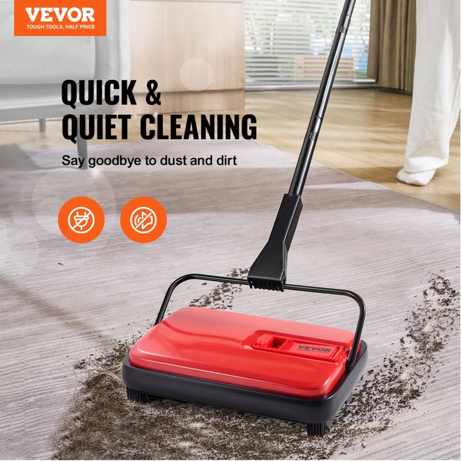 VEVOR Manual Floor and Carpet Sweeper – 6.7 Inch, 300 ml