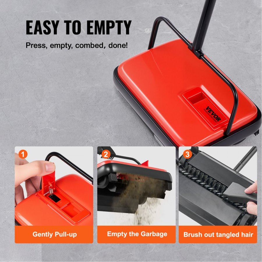 VEVOR Manual Floor and Carpet Sweeper – 6.7 Inch, 300 ml