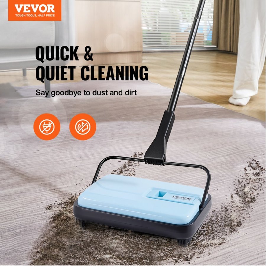 VEVOR Manual Carpet Sweeper – 6.7", 300ml, 4 Wheels, Silent