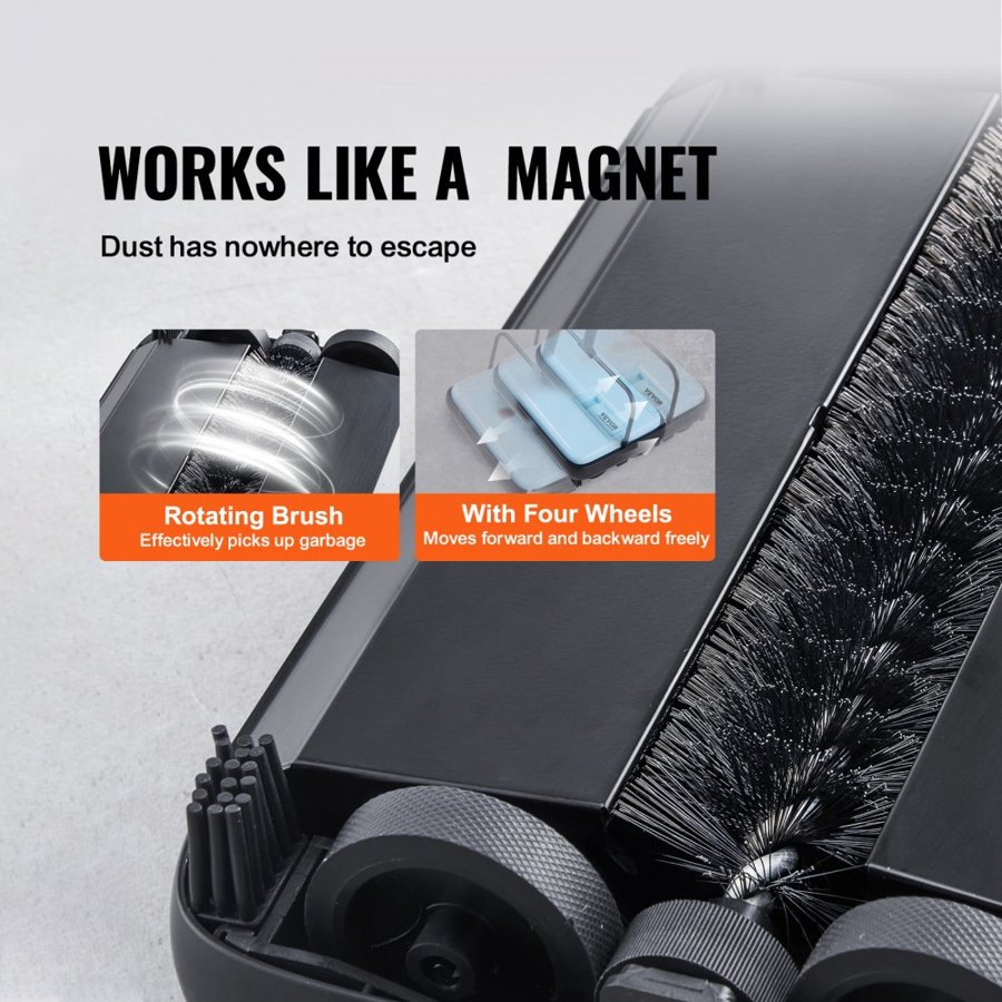 VEVOR Manual Carpet Sweeper – 6.7", 300ml, 4 Wheels, Silent