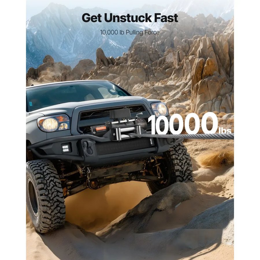 VEVOR 12V DC Electric Winch – 10,000 lbs, 65 ft Steel Rope