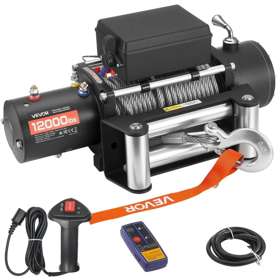 VEVOR Electric Winch 12V 12000 lbs – 6HP, Steel Rope