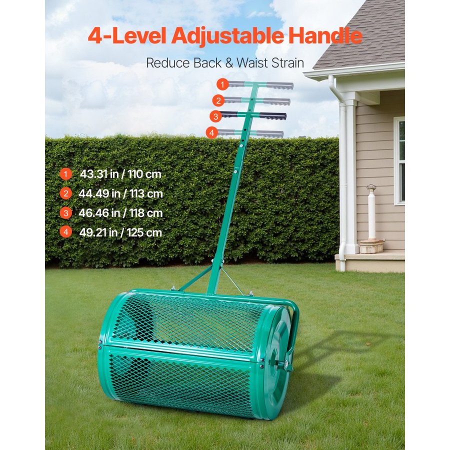 VEVOR Compost Spreader 24 Inch – 2.66 Cu.Ft, 24-In Roller