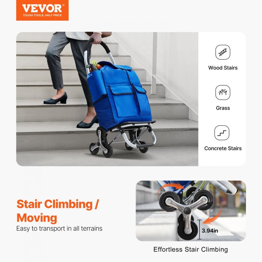 VEVOR Stair Climber Bigger Trolley Dolly – 36L, 6 Wheels