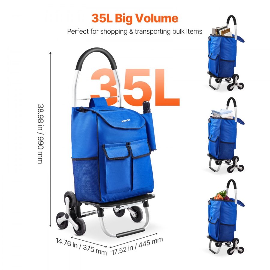 VEVOR Stair Climber Bigger Trolley Dolly – 36L, 6 Wheels