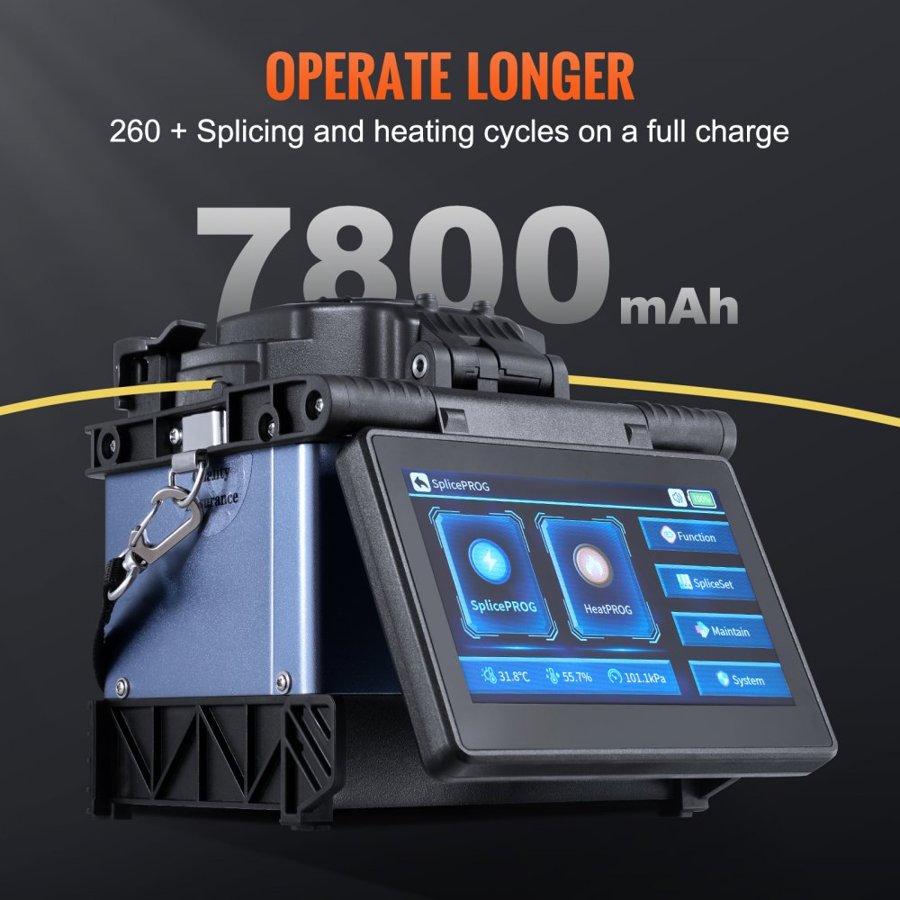 VEVOR optiskās šķiedras metināšanas iekārta 6 motori, serdes izlīdzināšana, optiskās šķiedras metinātājs 6 s metināšana un 13 s, 7800 mAh akumulators SM MM DS NZDS