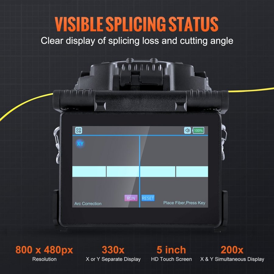 VEVOR optiskās šķiedras metināšanas iekārta 6 motori, serdes izlīdzināšana, optiskās šķiedras metinātājs 6 s metināšana un 13 s, 7800 mAh akumulators SM MM DS NZDS