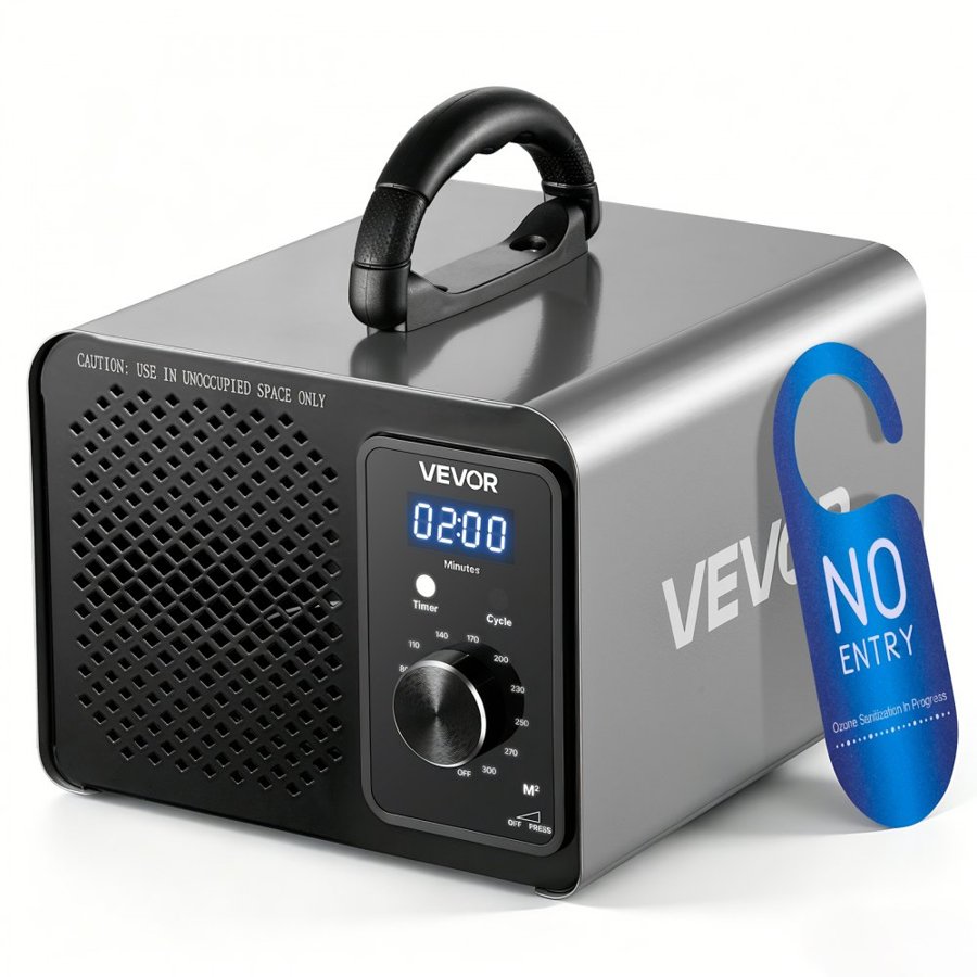 VEVOR Ozone Generator, 36000mg/h Commercial Ozone Machine, 15s Delayed Start & Timer & Rotary Encoder Knob & Odor-Treatment Cycle Mode, Industrial Deodorizer for Car, Smoke Odorss,Up to 300 m²