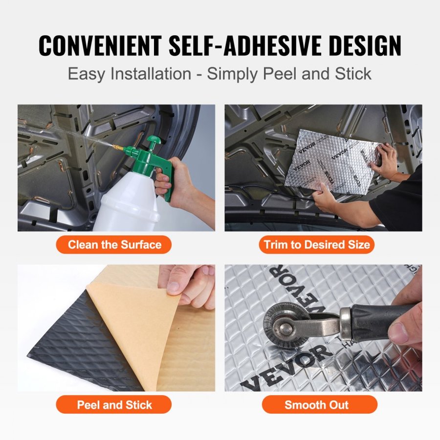 VEVOR Car Sound Deadening Mat, 80 mil 3.3sq.m Car Sound Dampening Material, Butyl Automotive Sound Deadener, Noise Insulation and Vibration Dampening Material for Car