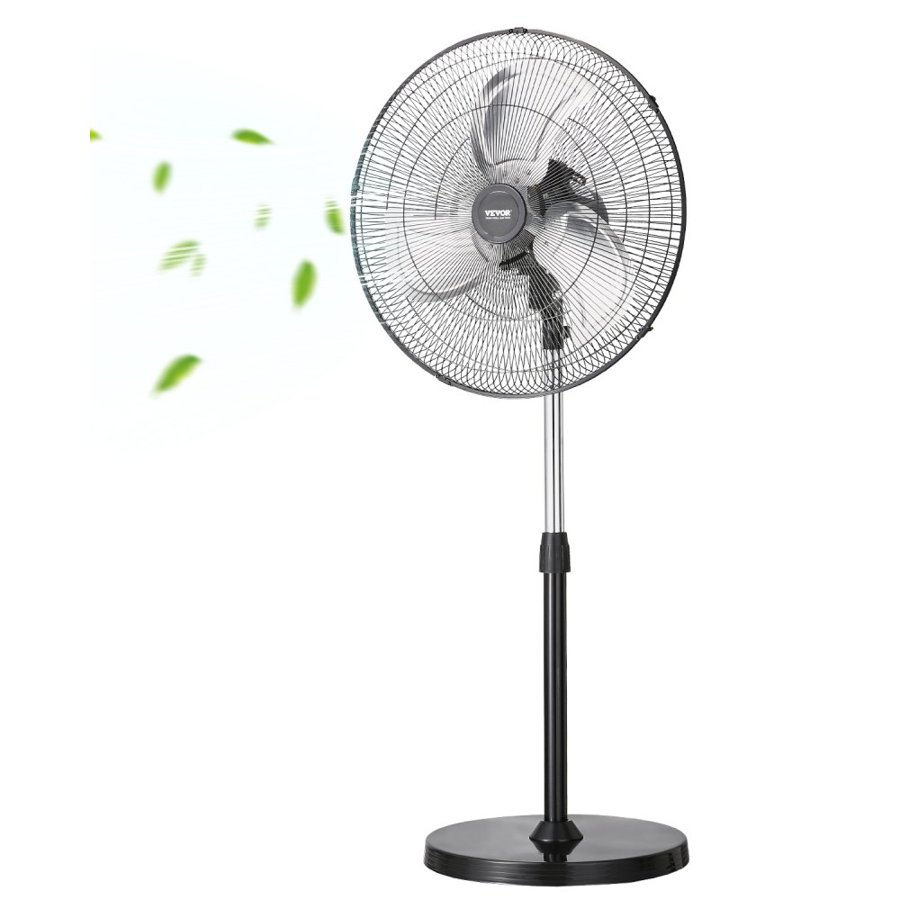 VEVOR Industrial Pedestal Fan, 20 Inch 90-Degree Oscillating Fan, Height Adjustable Standing Fans with 3 Adjustable Speeds, High Power Floor Fans for Bedroom, Living Room, Home, Office, Black