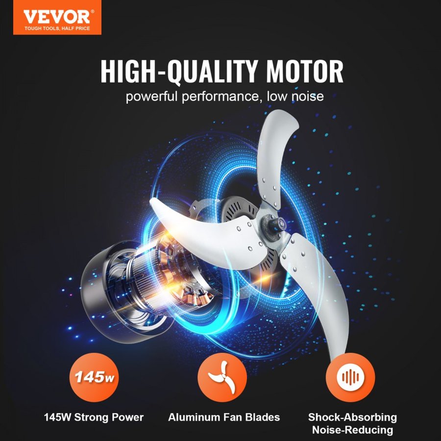 VEVOR 24 Inch High Velocity Drum Fan – 145W, 8700CFM, 3Speed