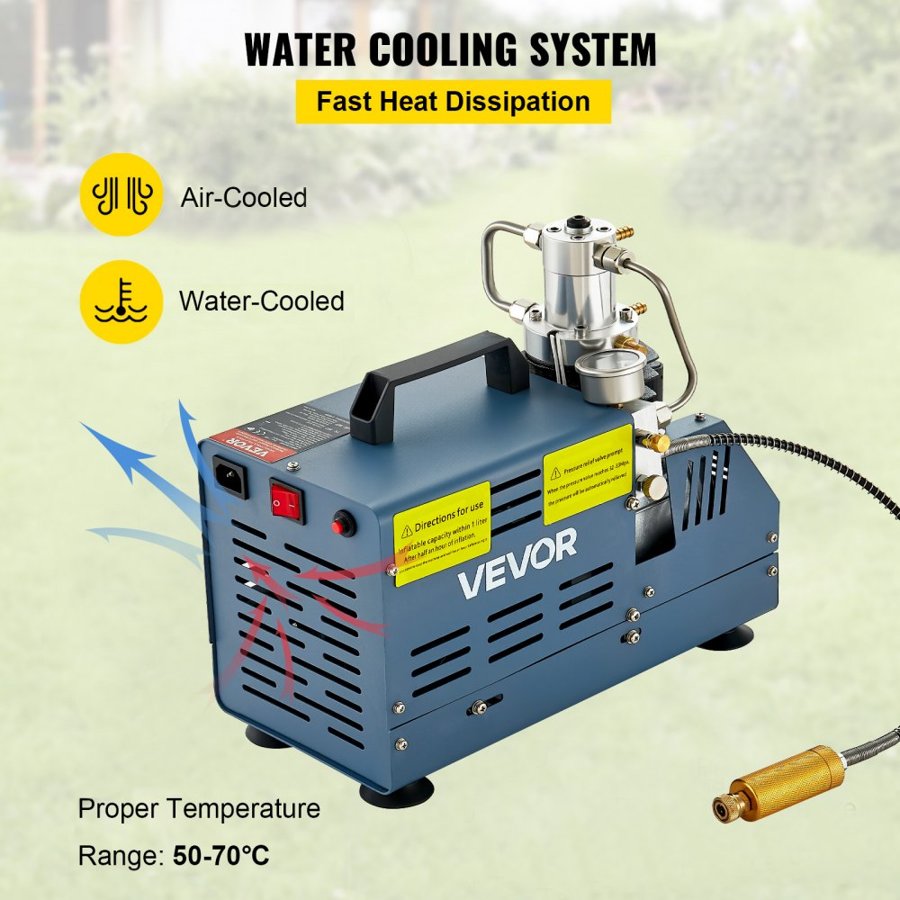 VEVOR 4500 PSI Air Compressor – 1800W Water-Cooled PCP