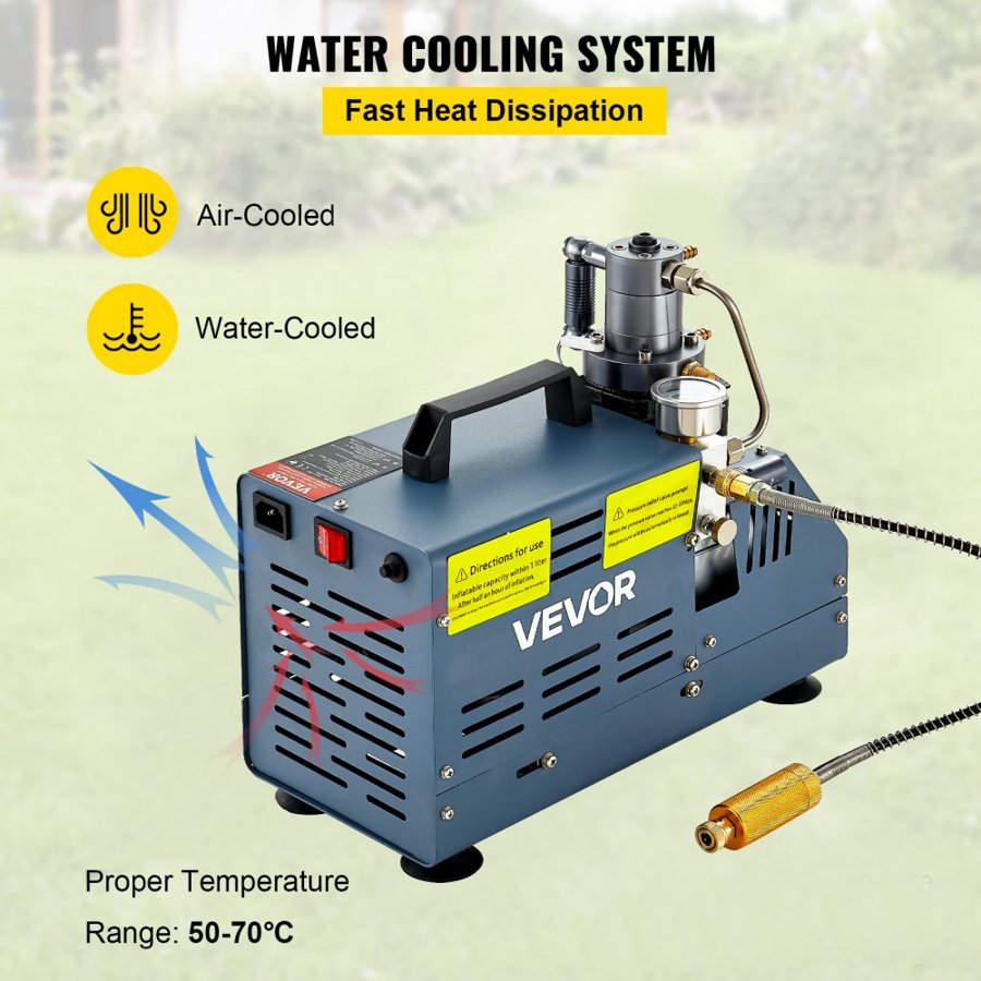 VEVOR 4500 PSI PCP Air Compressor – 1800W Water-Cooled