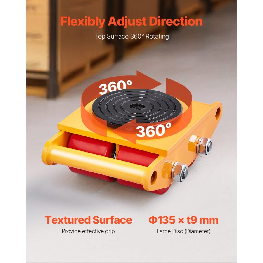 VEVOR Machinery Skate Dolly – 6T, 13200LBS, 4 PU, 360°