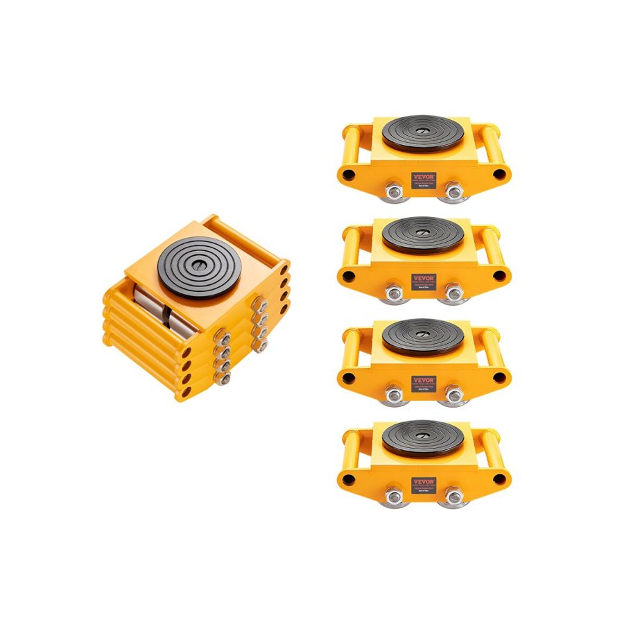 VEVOR 4PCS Machinery Skate Dolly, 11999.8 kg Industrial Machinery Mover, Heavy Duty Carbon Steel Machinery Moving Skate & 4 Carbon Steel Wheels and 360° Rotation Non-Slip Cap for Warehouse, Factory