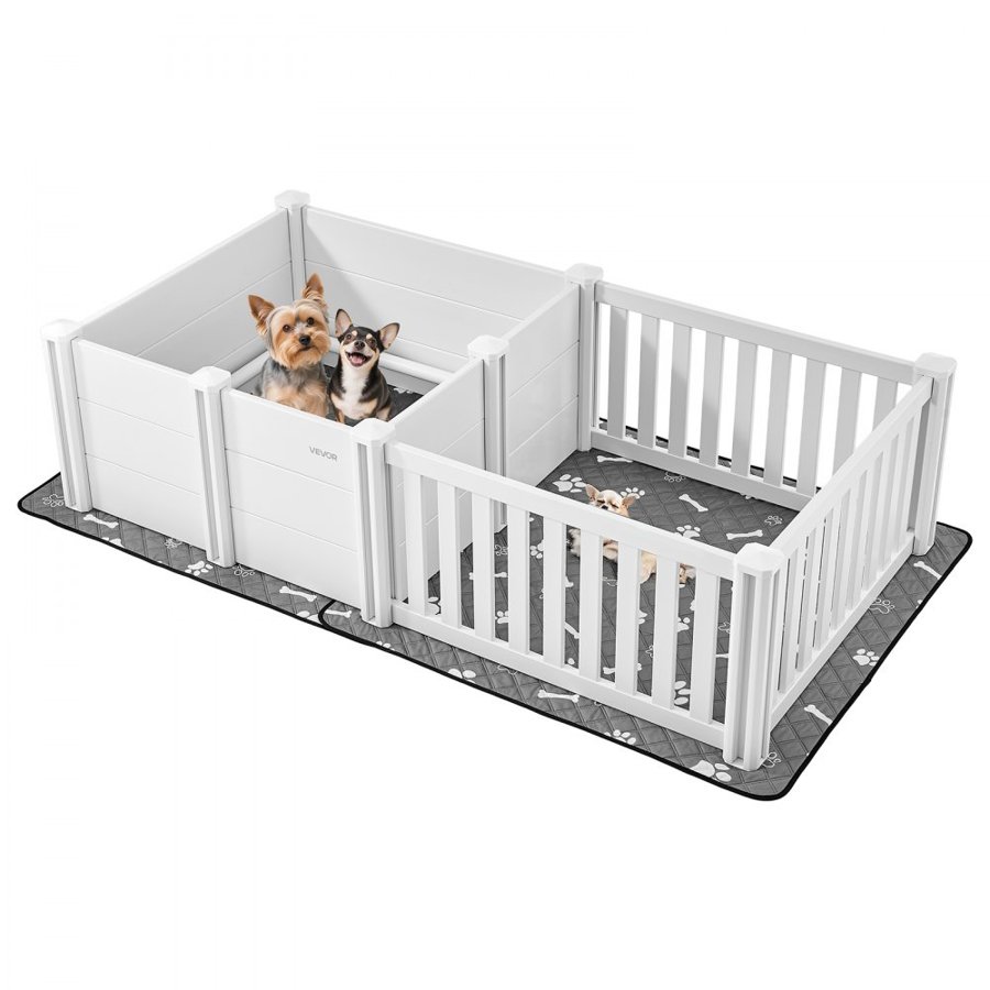VEVOR Dog Whelping Box, 1.86x0.97x0.5 m, Plastic Dog Whelping Pen with Adjustable Height Door, Puppy Playpen with Waterproof Pee Pad, Easy to Clean, Durable Indoor Pet Birth Kit for Medium Sized Dogs