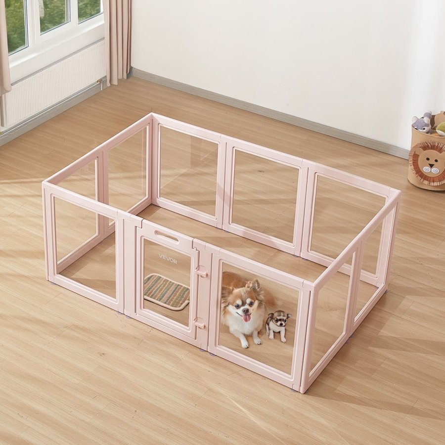 VEVOR Dog Whelping Box, 1.54x1x0.6 m Plastic Dog Whelping Pen for Medium Sized Dogs, Waterproof Transparent  Puppy Playpen with Windows & Door Lock, Easy to Clean, Durable Indoor Pet Dogs Cats Birth Kit