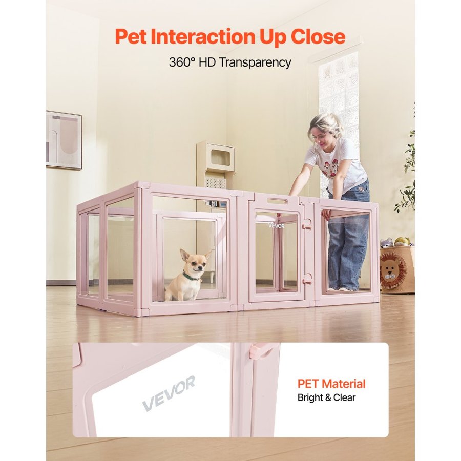 VEVOR Dog Whelping Box, 1.54x1x0.6 m Plastic Dog Whelping Pen for Medium Sized Dogs, Waterproof Transparent  Puppy Playpen with Windows & Door Lock, Easy to Clean, Durable Indoor Pet Dogs Cats Birth Kit