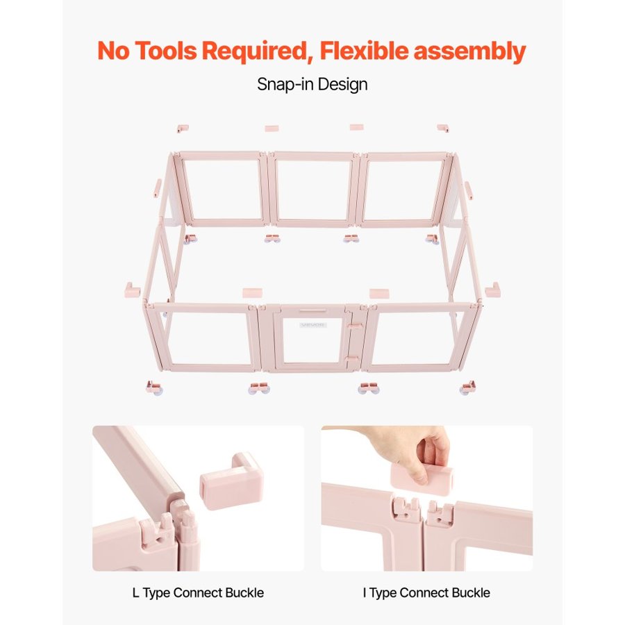 VEVOR Dog Whelping Box, 1.54x1x0.6 m Plastic Dog Whelping Pen for Medium Sized Dogs, Waterproof Transparent  Puppy Playpen with Windows & Door Lock, Easy to Clean, Durable Indoor Pet Dogs Cats Birth Kit