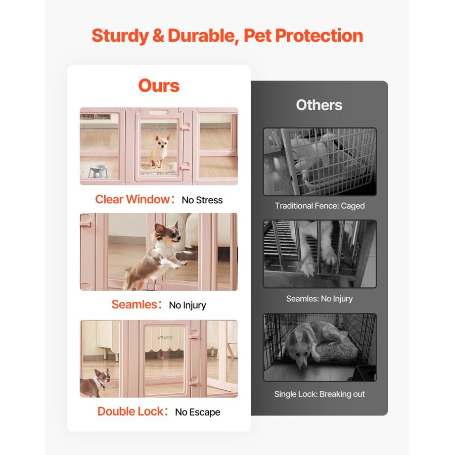 VEVOR Dog Whelping Box, 1.54x1x0.6 m Plastic Dog Whelping Pen for Medium Sized Dogs, Waterproof Transparent  Puppy Playpen with Windows & Door Lock, Easy to Clean, Durable Indoor Pet Dogs Cats Birth Kit