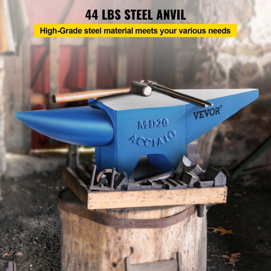 VEVOR Single Horn Anvil 20 kg Steel Anvil Blacksmith for Sale Forge Tools and Equipment Anvil Rugged Round and Square Hole Horn Anvil Blacksmith Jewelers Metalsmith Blacksmith Tool
