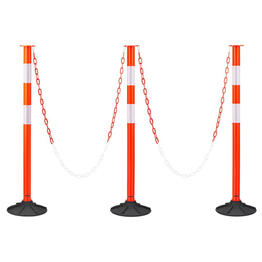 VEVOR Delineator Post with Base – 34 inch, 3 Pack, Chain