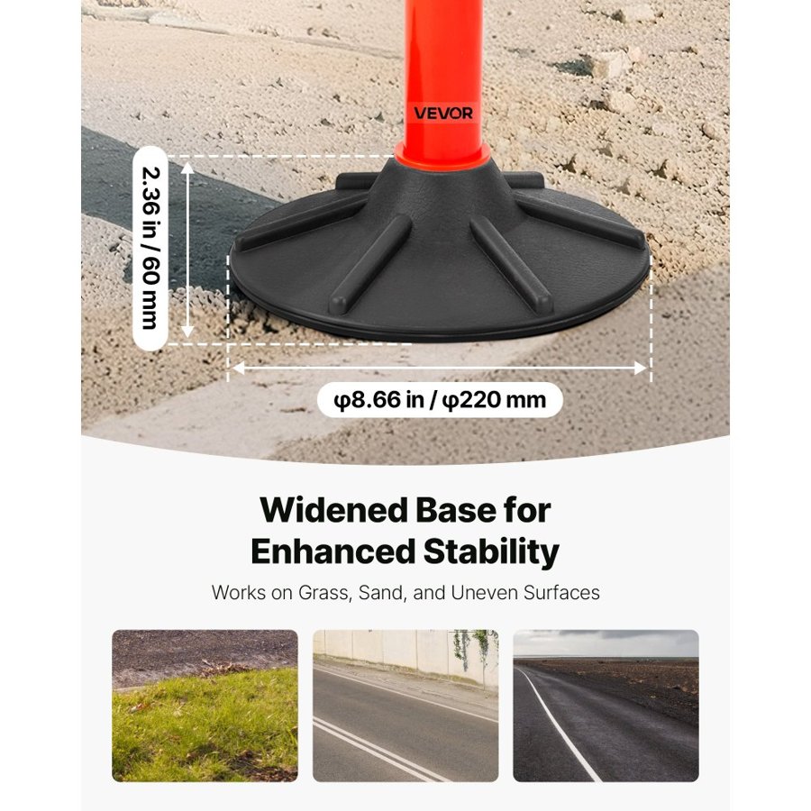 VEVOR Delineator Post with Base – 34 inch, 3 Pack, Chain