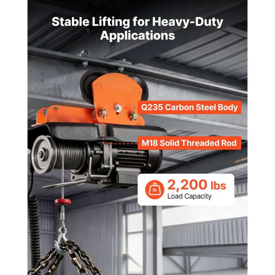 VEVOR 1 Ton Push Beam Trolley – 2200 lbs, 68-110 mm