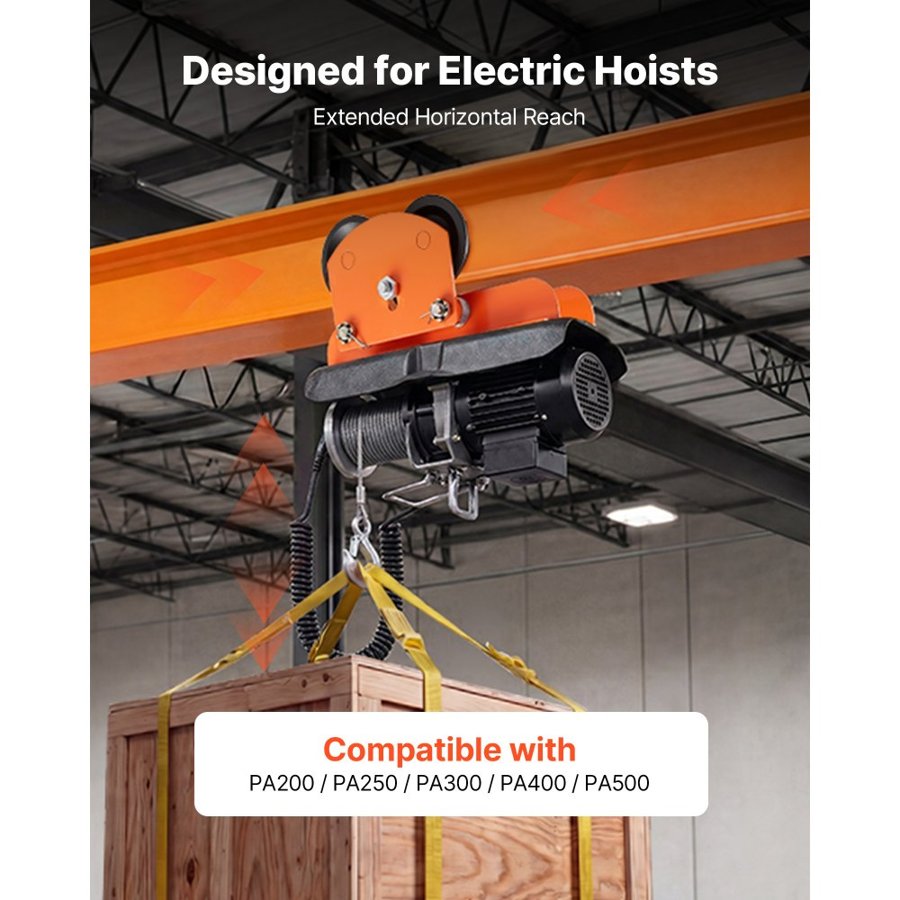 VEVOR Electric Hoist Manual Trolley – 0.5 Ton, 68-110 mm