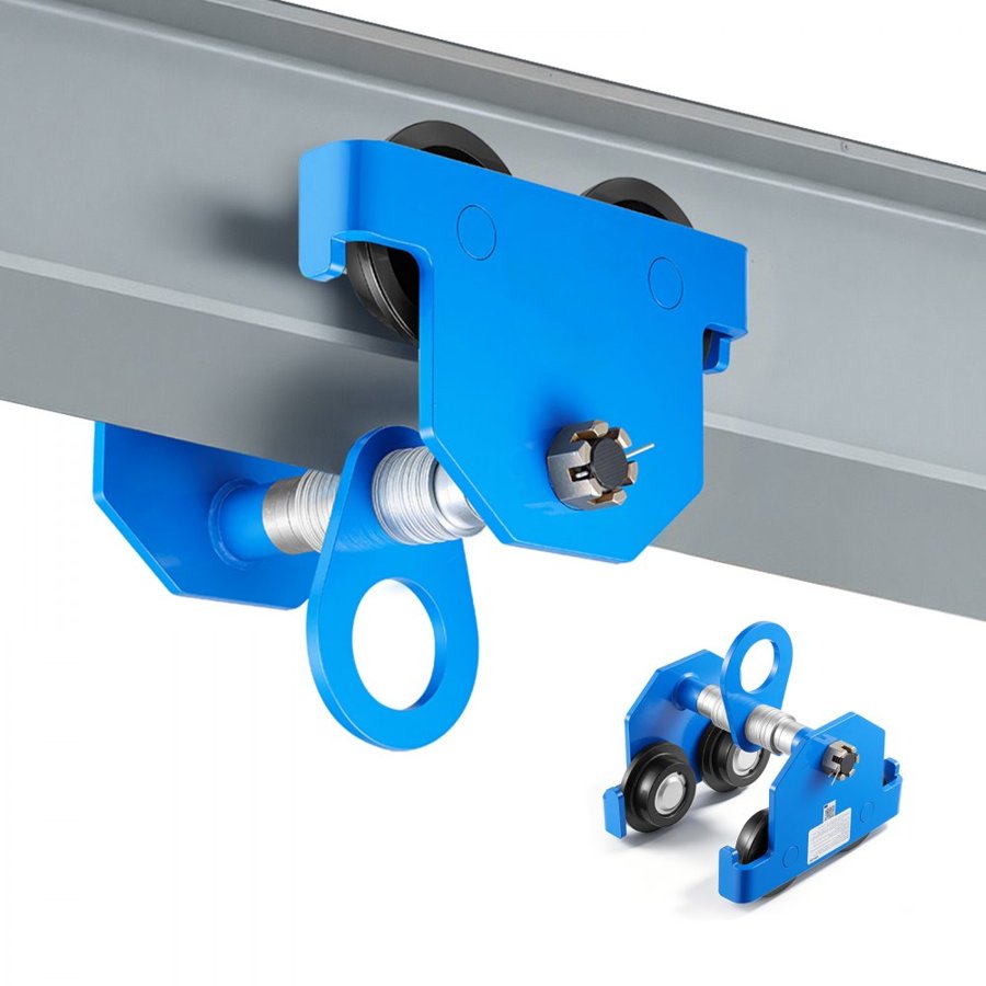 VEVOR Manual Trolley, 3 Ton Load Capacity, Push Beam Trolley with Dual Wheels, Adjustable for I-Beam Flange Width 63 mm to 203 mm, Heavy Duty Carbon Steel Garage Hoist for Straight & Curved I Beam
